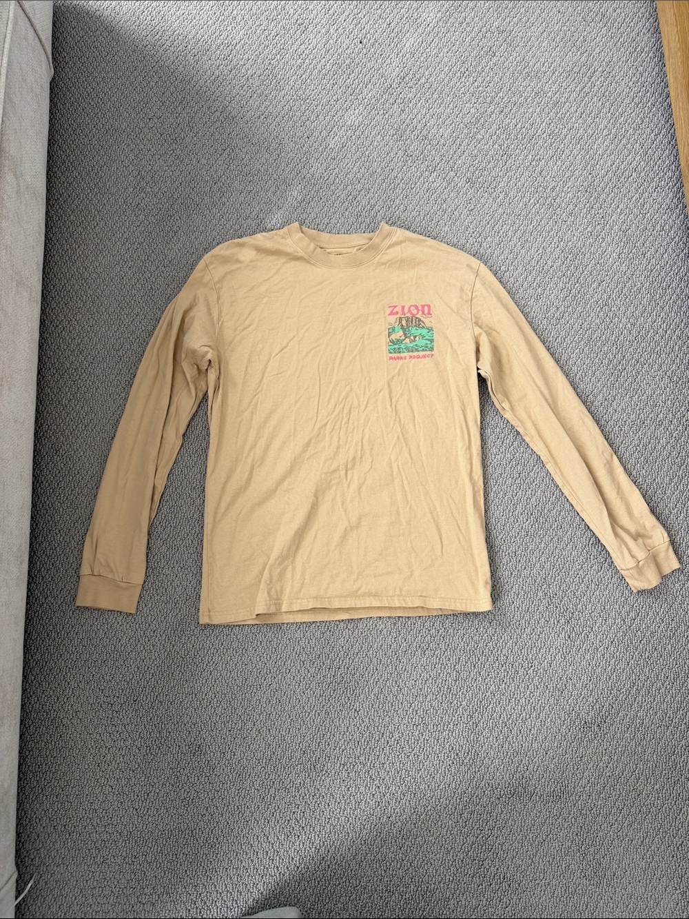 Parks Project Tan Long Sleeve Tee with Pink & Green Zion Graphic